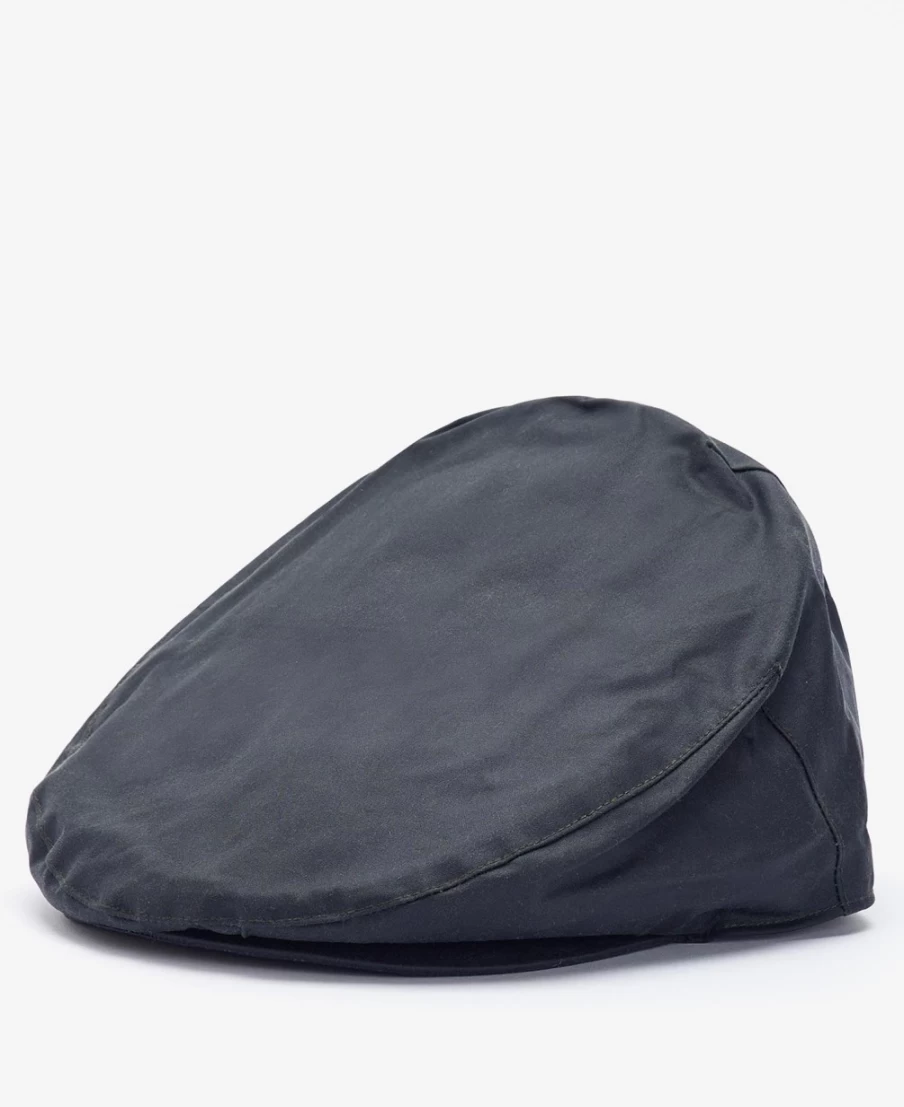 Barbour Mens Navy Waxed Cotton Flat Cap | Classic British Headwear