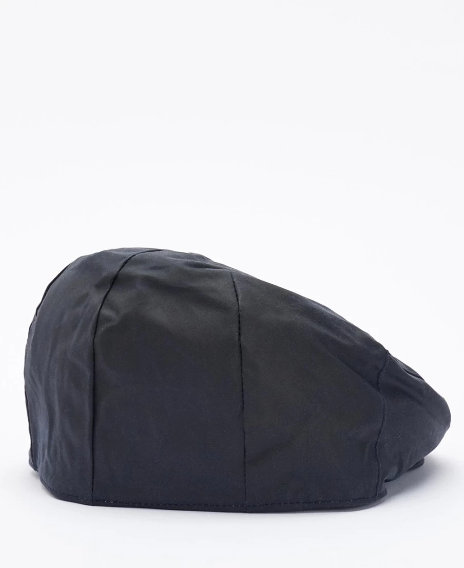 Barbour Mens Navy Waxed Cotton Flat Cap | Classic British Headwear
