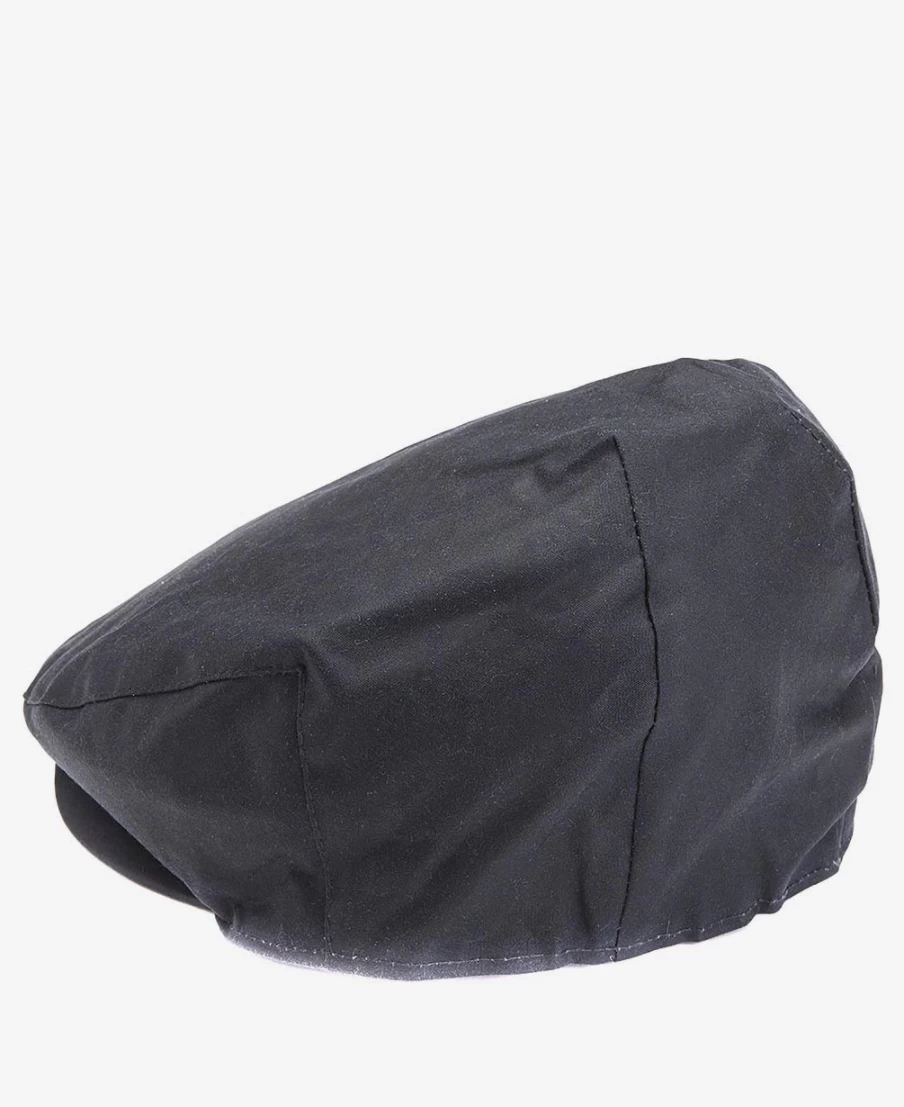 Barbour Mens Navy Waxed Cotton Flat Cap | Classic British Headwear