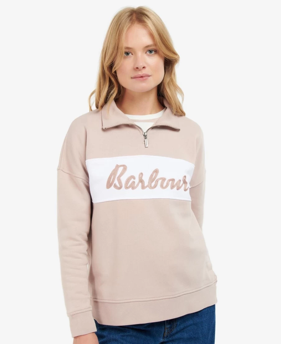 Barbour Women's Navy & White Otterburn 1/4 Zip Sweatshirt