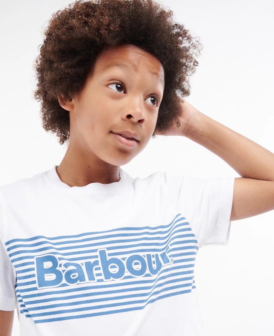 Barbour Boys White Bay Short Sleeve T-Shirt for Kids