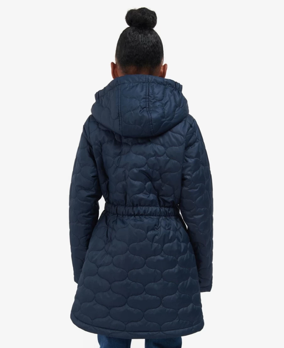 Barbour Girls Classic Navy Nahla Quilted Jacket | Water-Resistant Outerwear for Kids