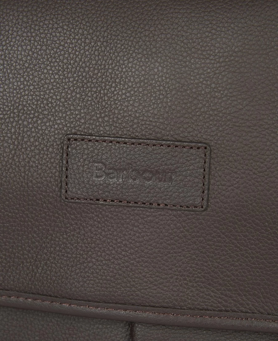 Barbour Men's Chocolate Leather Briefcase - Classic Genuine Leather Business Bag