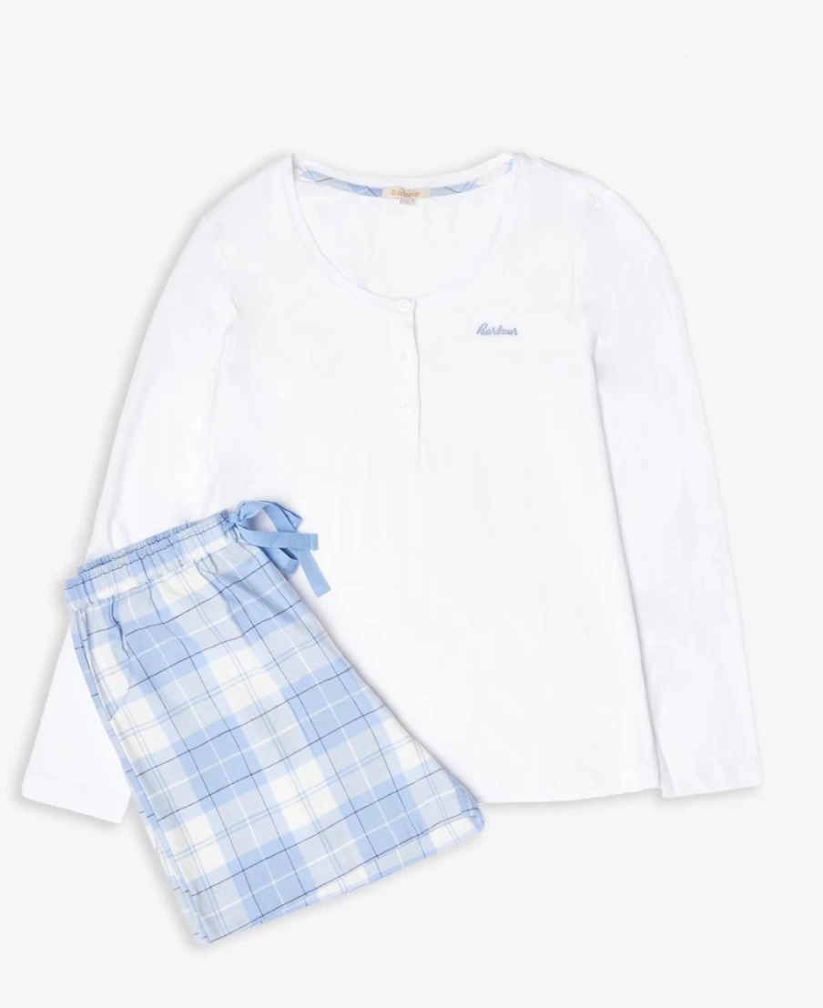 Barbour Women's Etta Henley Pajama Set in Light Grey Marl - Cozy Sleepwear