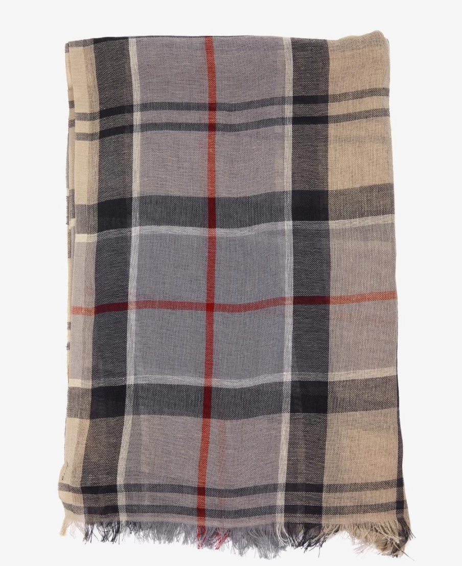 Barbour Men's Stone Dress Tartan Welton Scarf - Classic Plaid Winter Accessory
