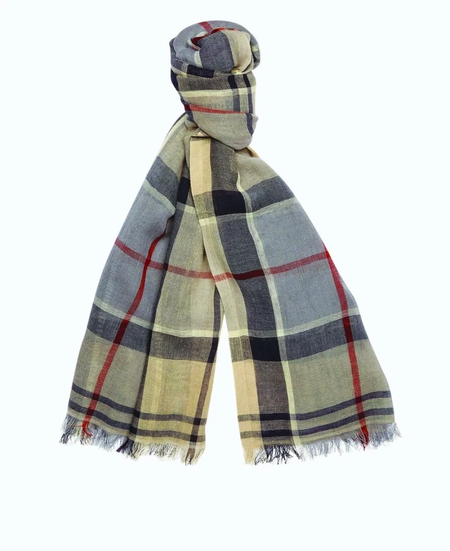 Barbour Men's Stone Dress Tartan Welton Scarf - Classic Plaid Winter Accessory