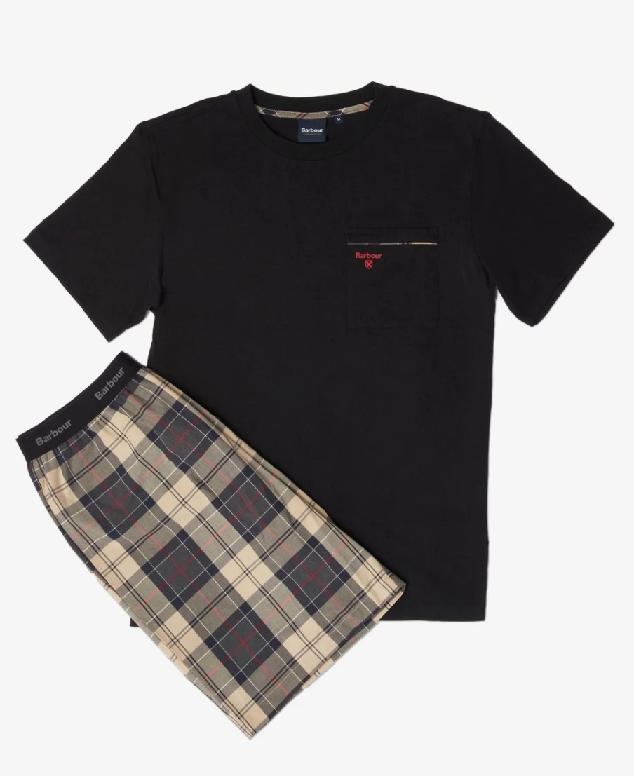 Barbour Men's Summer Navy Tartan Bailes Pajama Set