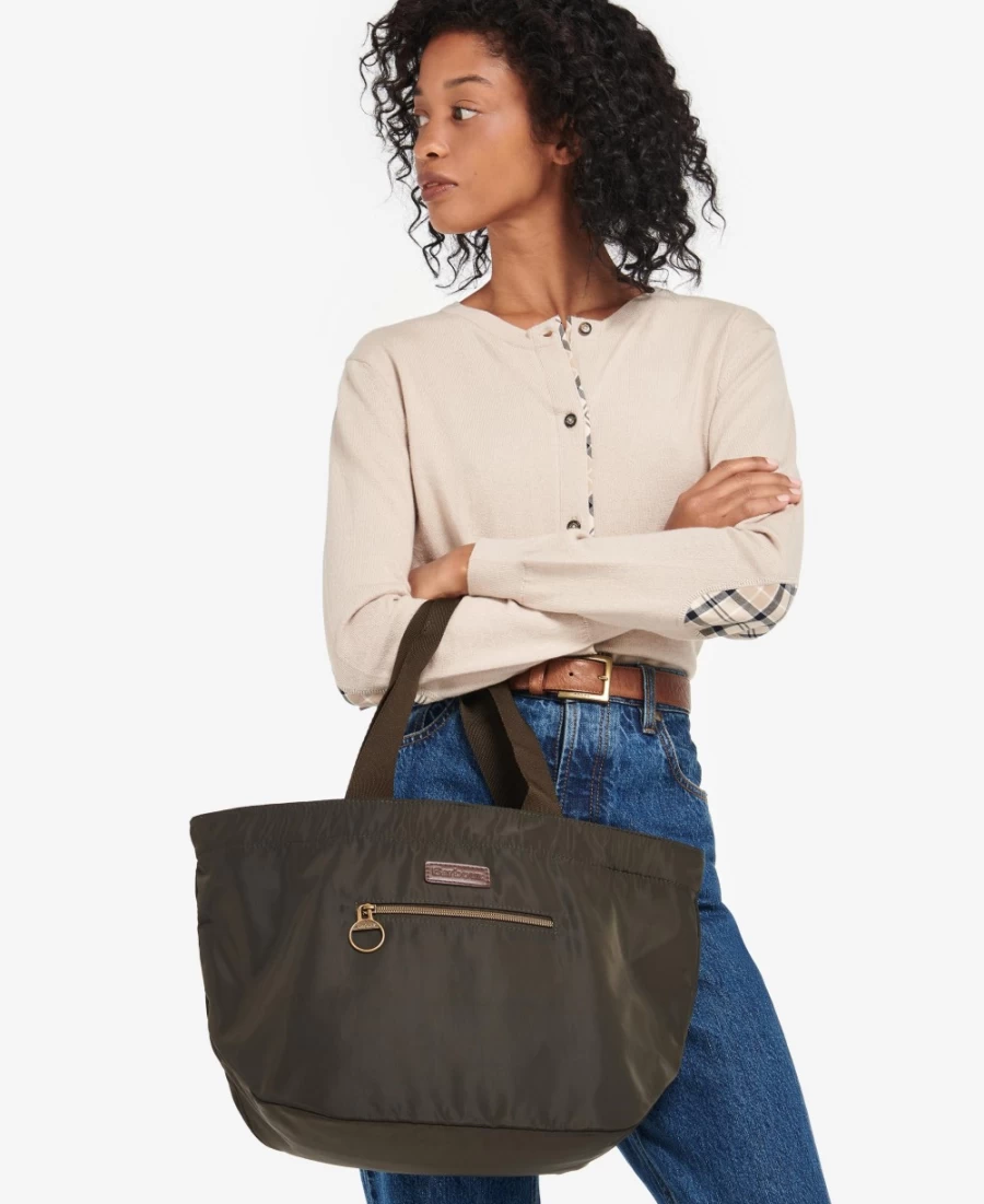 Barbour Ella Olive Tote Bag for Men - Classic British Waxed Canvas Shoulder Bag