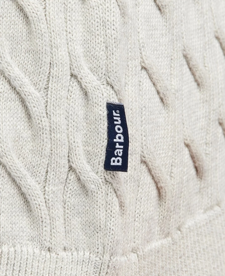 Barbour Men's Light Moss Cable Knit Half Zip Sweater