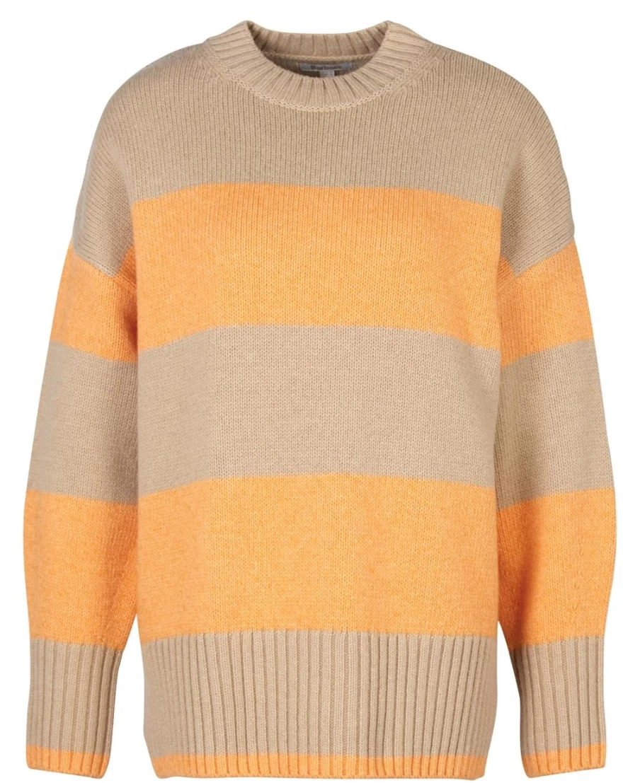 Barbour Women's Ezili Knitted Jumper in Papaya Stripe Pattern
