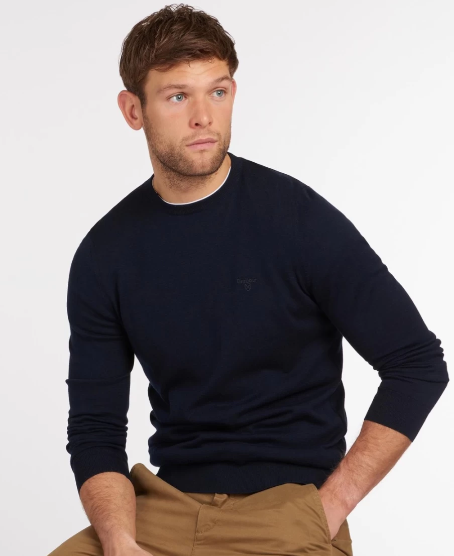 Barbour Men's Bright Blue Light Cotton Sweater