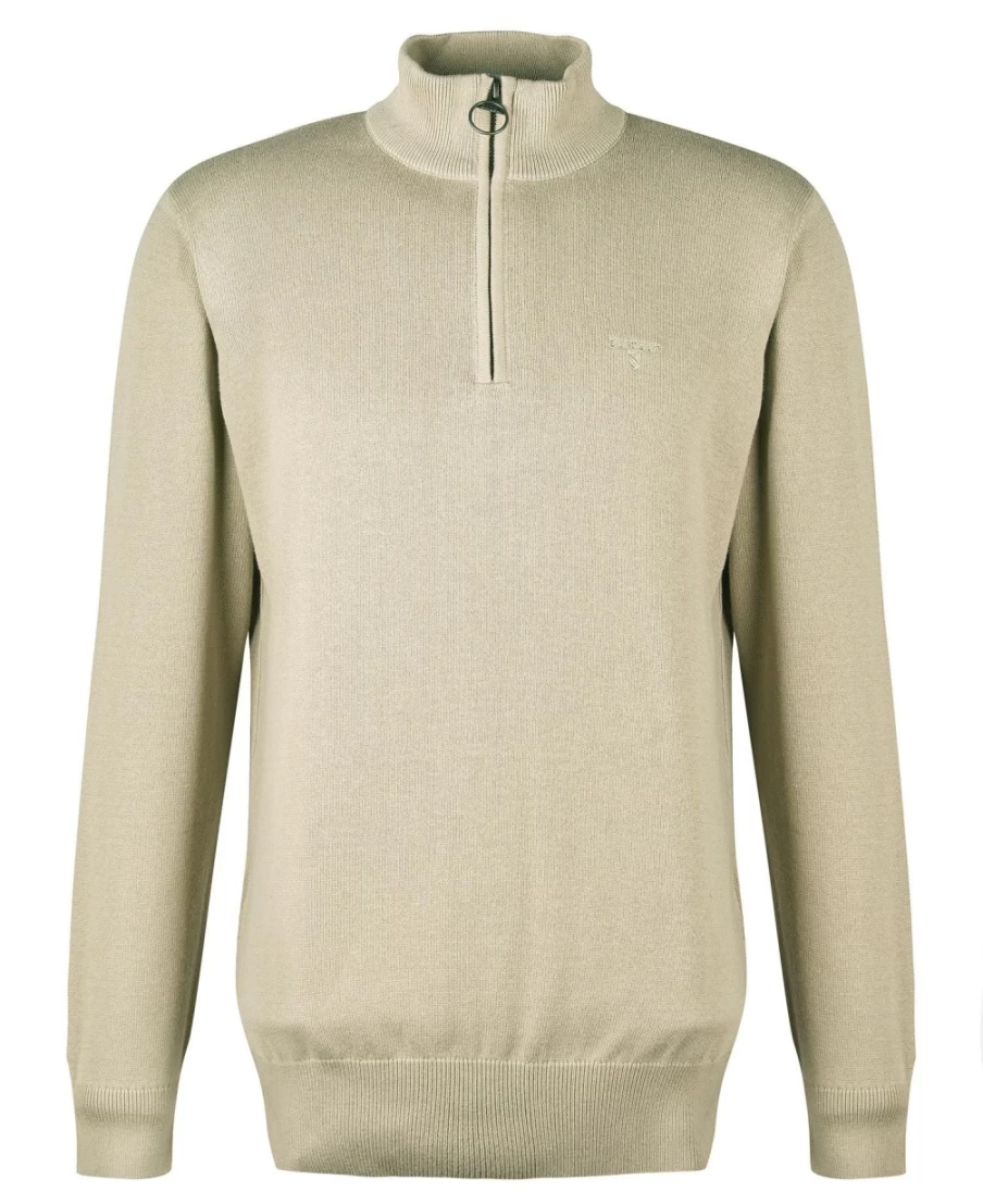 Barbour Men's Grey Marl Cotton Half Zip Sweater