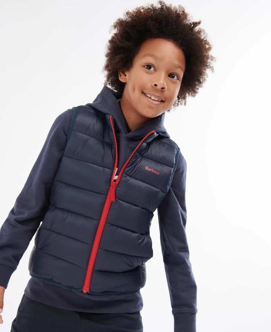 Barbour Boys Red Trawl Gilet - Warm Quilted Vest for Kids