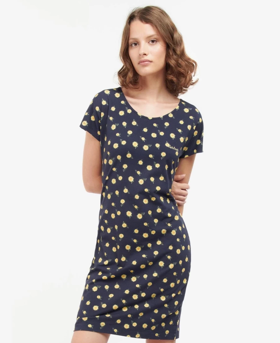 Barbour Women's Harewood Print Dress in Navy Story Floral Pattern