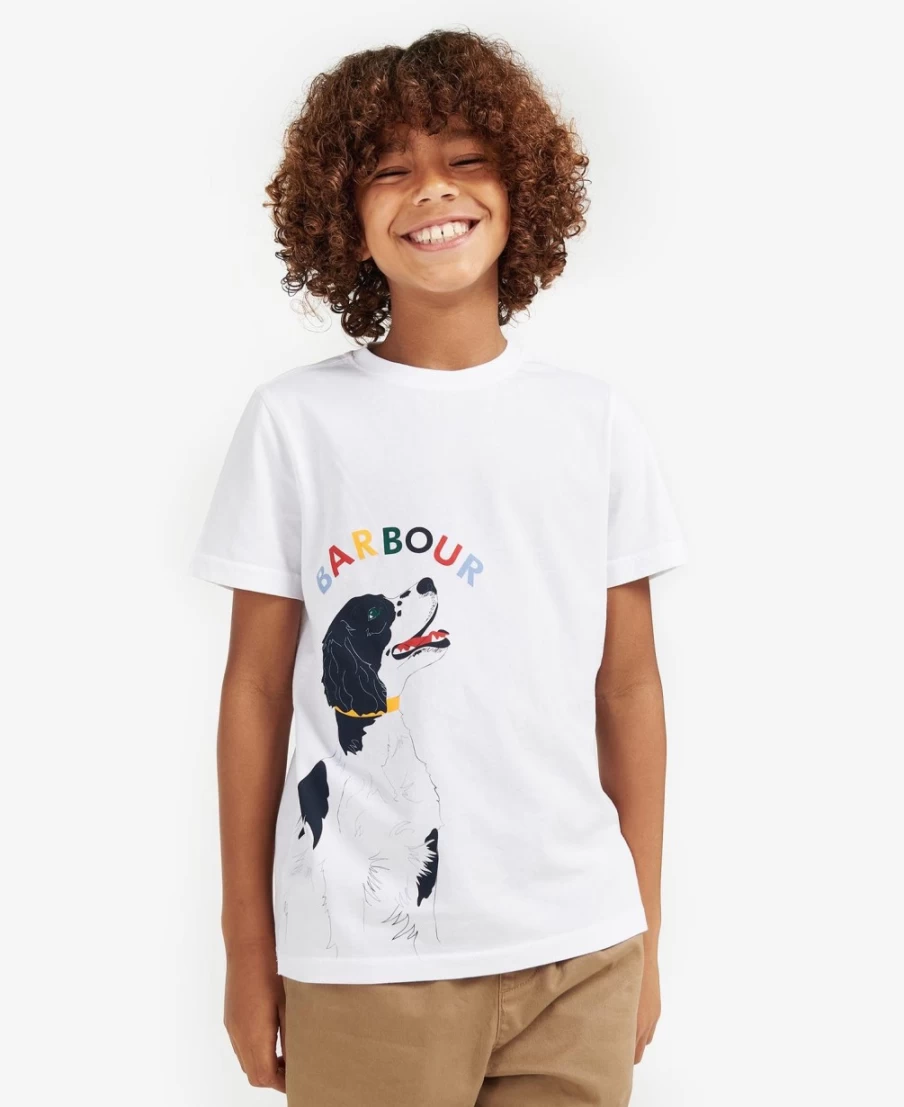 Barbour Boys Classic White Nigel Cotton T-Shirt for Kids