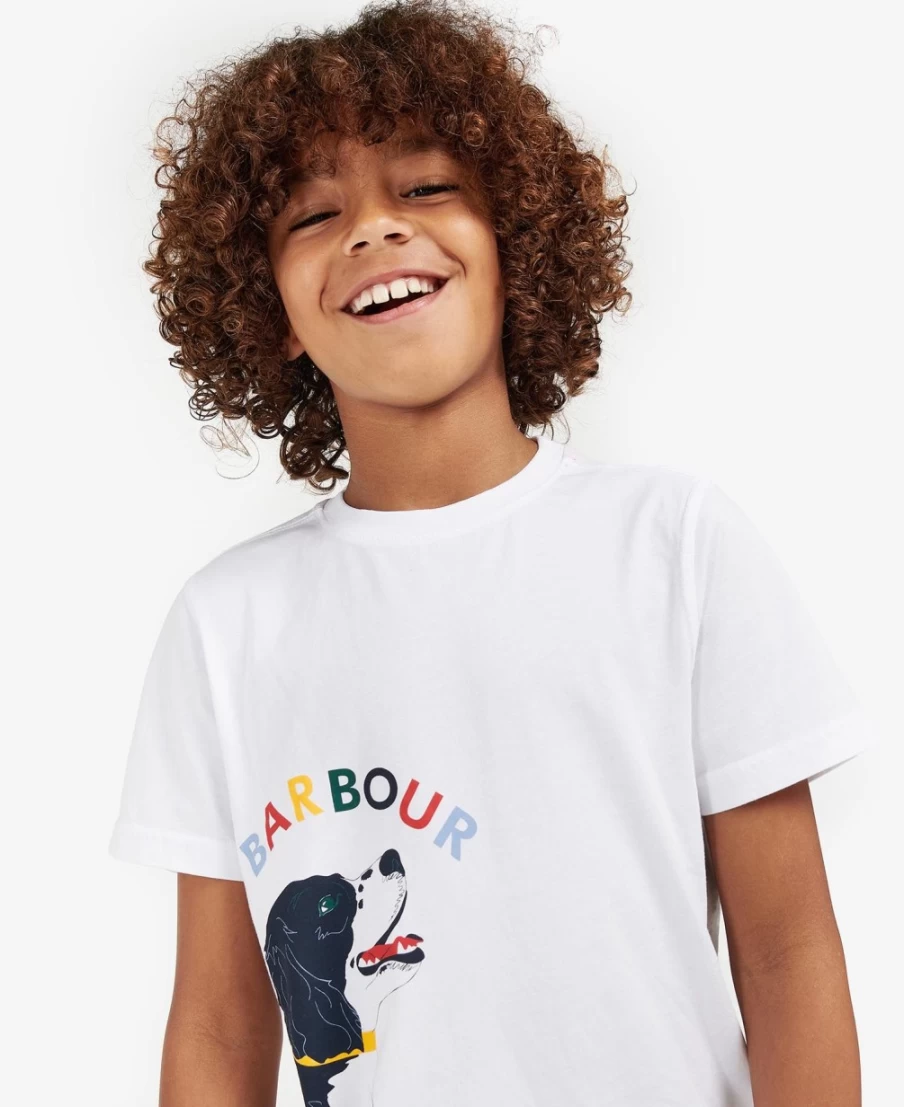 Barbour Boys Classic White Nigel Cotton T-Shirt for Kids