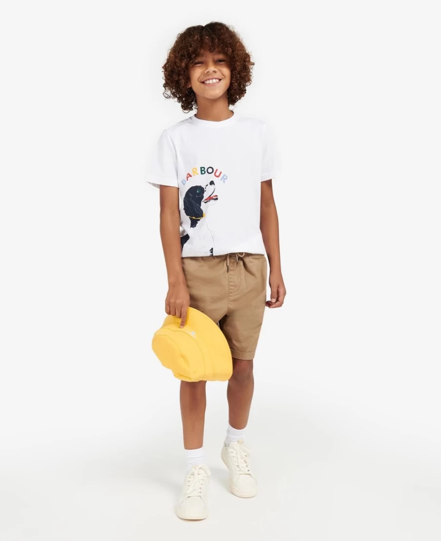 Barbour Boys Classic White Nigel Cotton T-Shirt for Kids