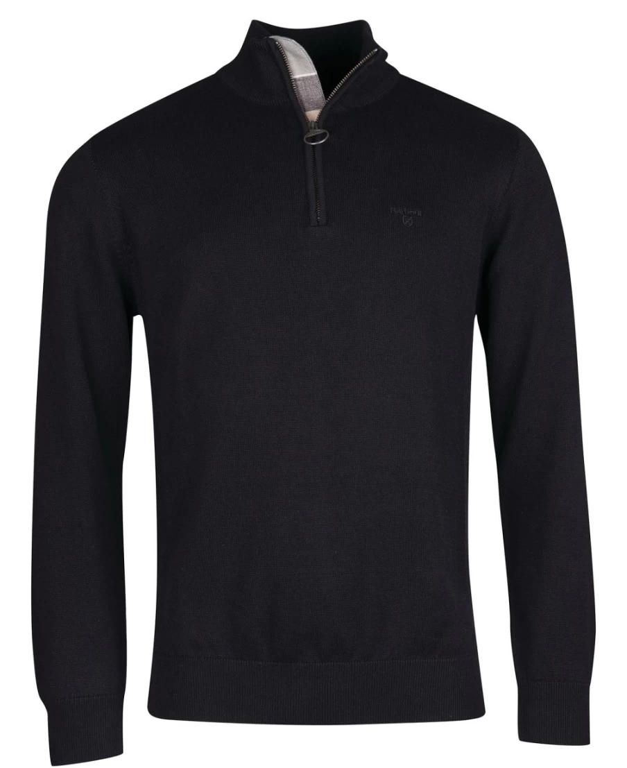 Barbour Men's Grey Marl Cotton Half Zip Sweater