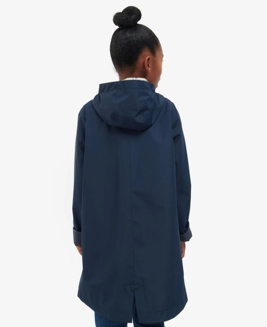 Barbour Girls Hama Showerproof Jacket in Navy/Ditsy Sunflower Waterproof Outerwear