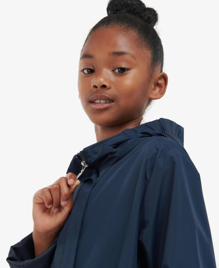 Barbour Girls Hama Showerproof Jacket in Navy/Ditsy Sunflower Waterproof Outerwear