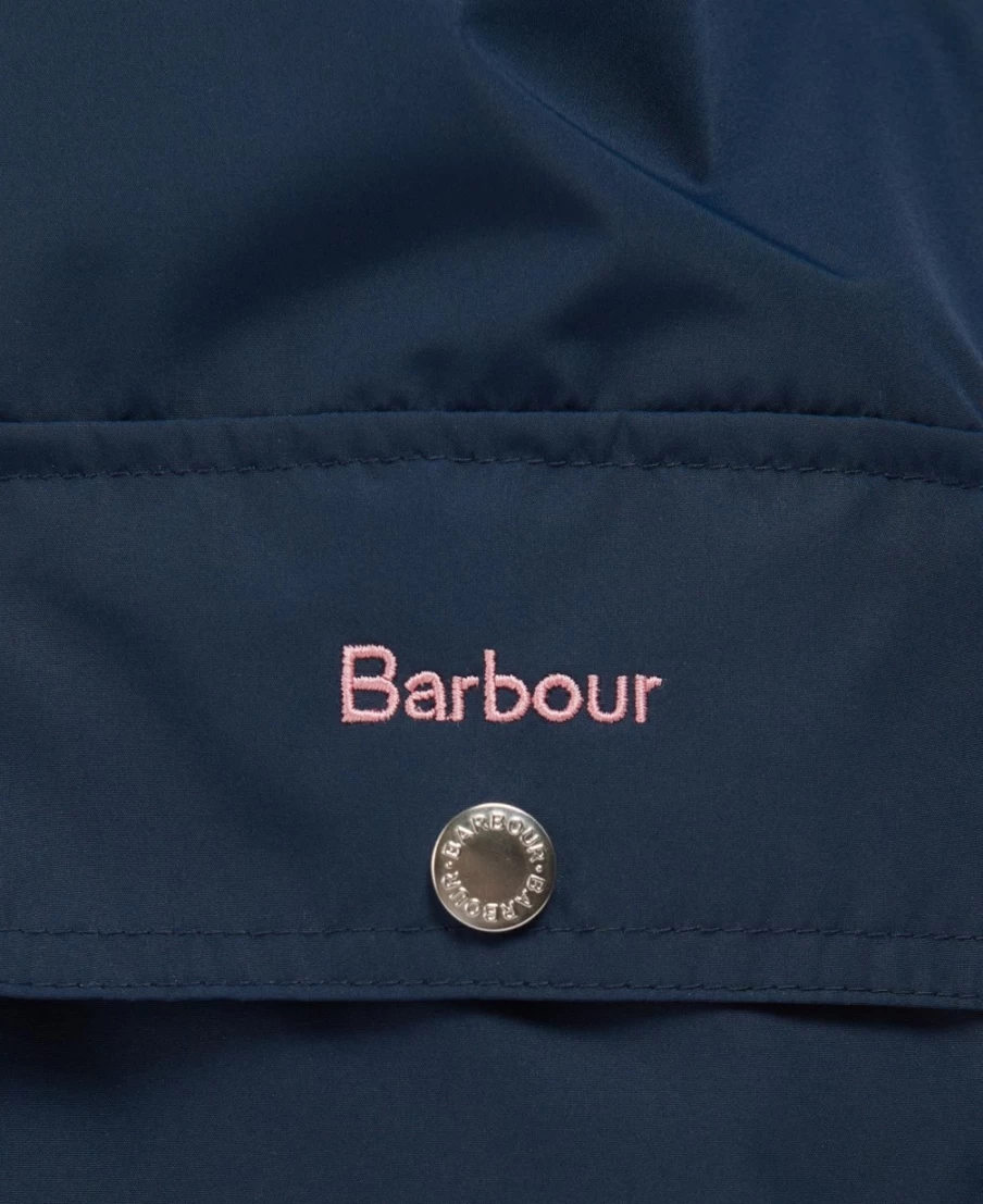 Barbour Girls Hama Showerproof Jacket in Navy/Ditsy Sunflower Waterproof Outerwear