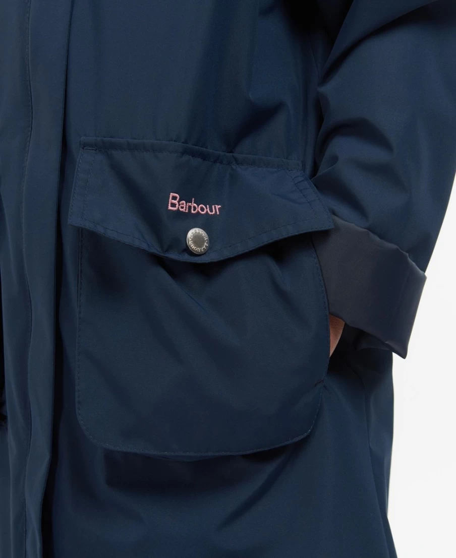 Barbour Girls Hama Showerproof Jacket in Navy/Ditsy Sunflower Waterproof Outerwear
