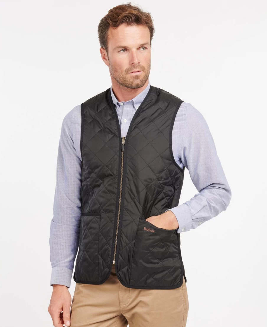 Barbour Men's Rustic Quilted Waistcoat with Zip-In Liner - Muted Green Vintage Vest
