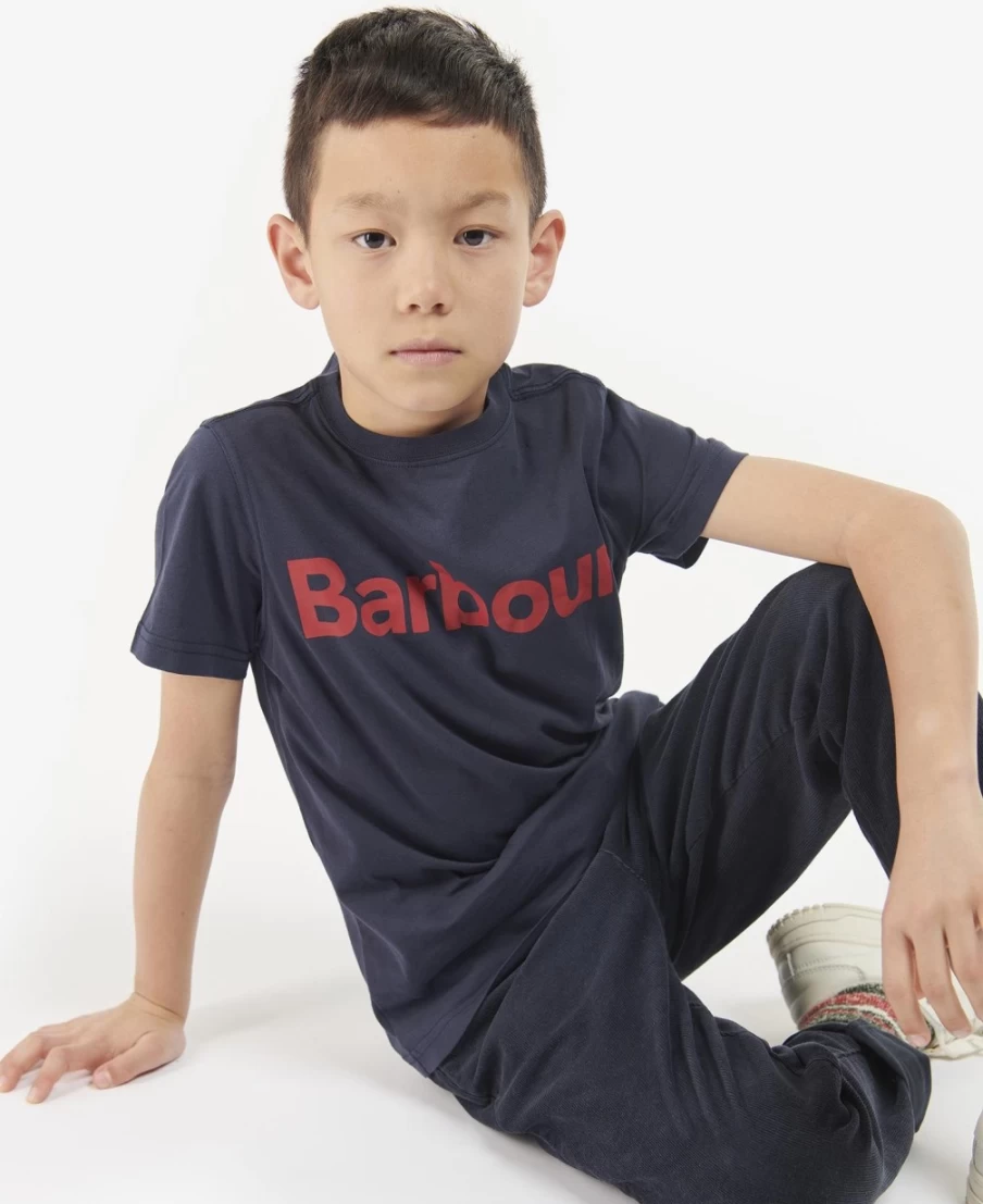 Barbour Boys' Rich Red Logo T-Shirt | Classic Branded Tee for Kids