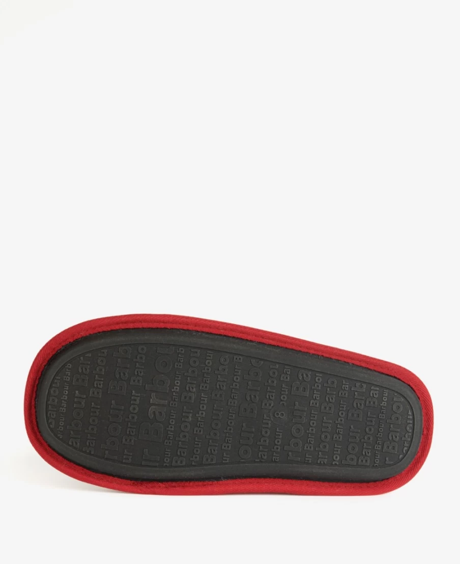 Barbour Men's Young Slippers in Berry Red Tartan - Classic Plaid Indoor/Outdoor Comfort