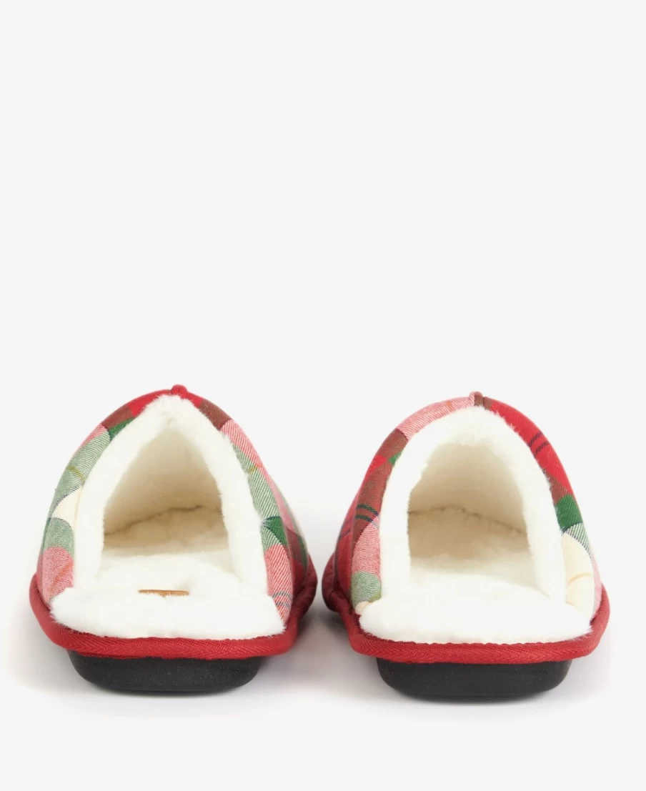 Barbour Men's Young Slippers in Berry Red Tartan - Classic Plaid Indoor/Outdoor Comfort