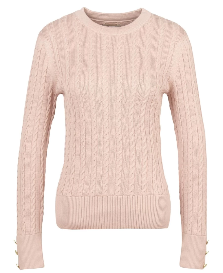 Barbour Women's Rose Dust Fieldrose Knitted Jumper - Soft Wool Blend Top