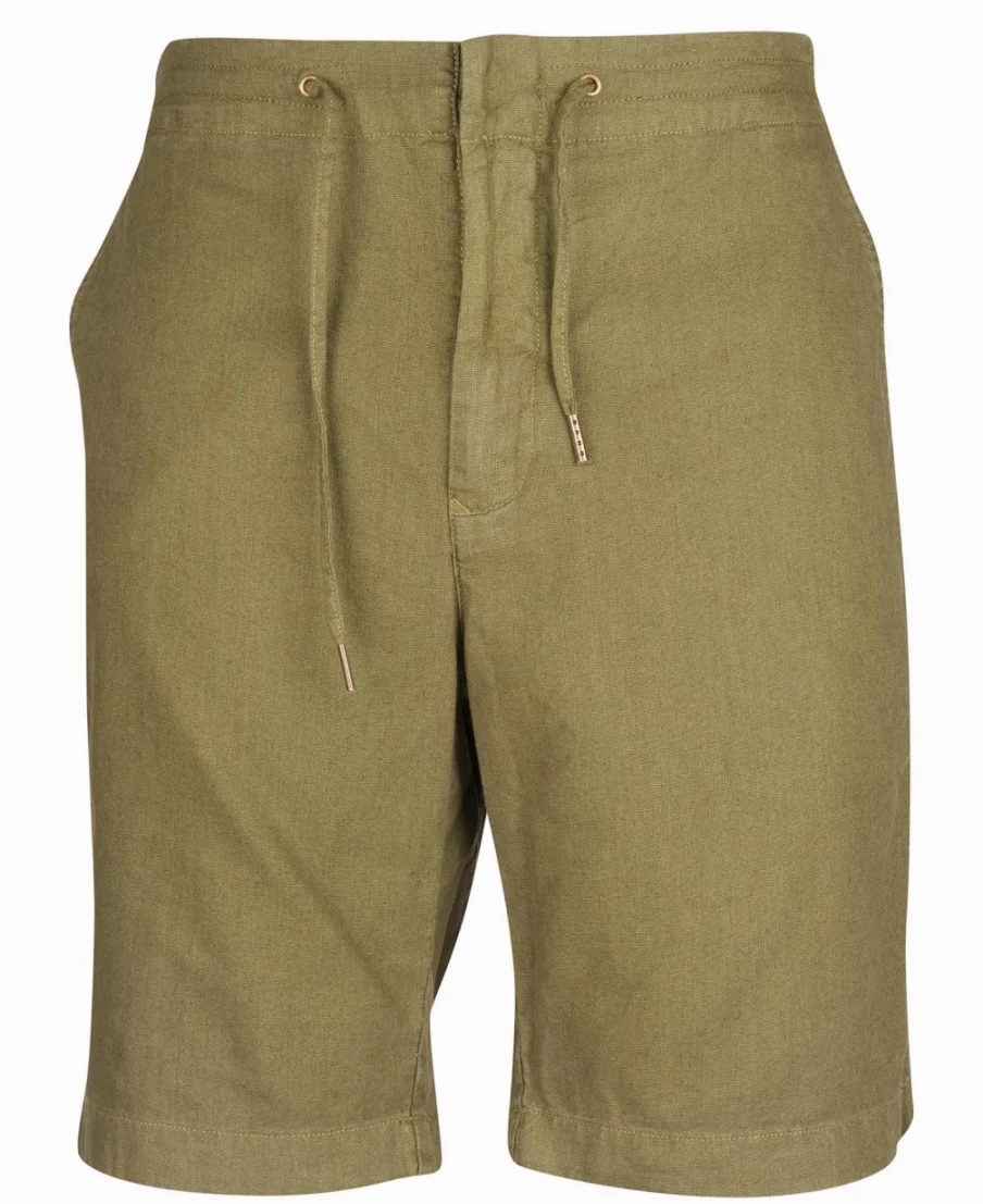 Barbour Men's Military Green Linen Cotton Mix Shorts