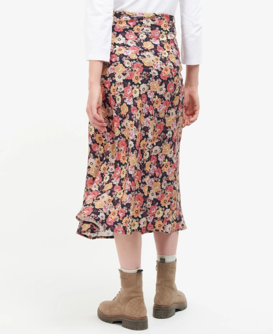 Barbour Women's Coraline Skirt in Navy Floral Print - Classic British Style