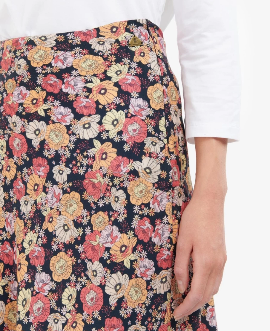 Barbour Women's Coraline Skirt in Navy Floral Print - Classic British Style
