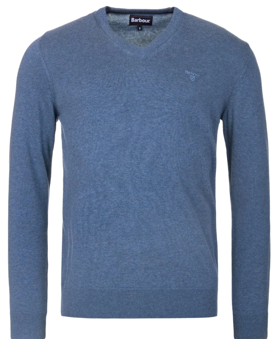 Barbour Men's Cobalight Marl Pima Cotton V-Neck Sweater