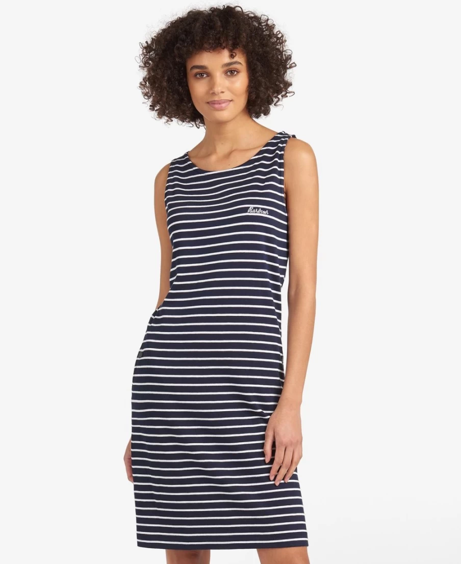 Barbour Women's Dalmore Stripe Dress in White and Navy - Classic Striped Summer Dress