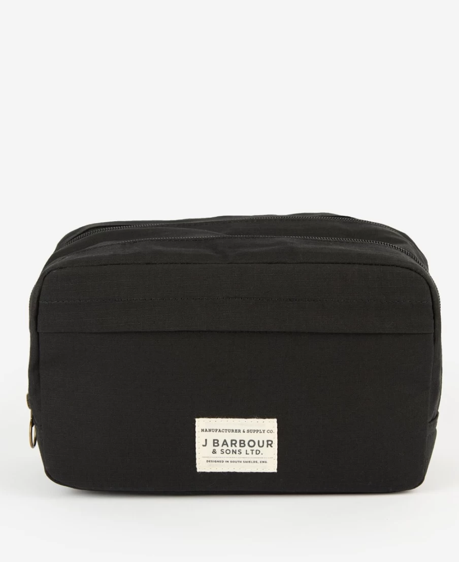 Barbour Men's Black Double Zip Washbag - Waterproof Travel Toiletry Bag