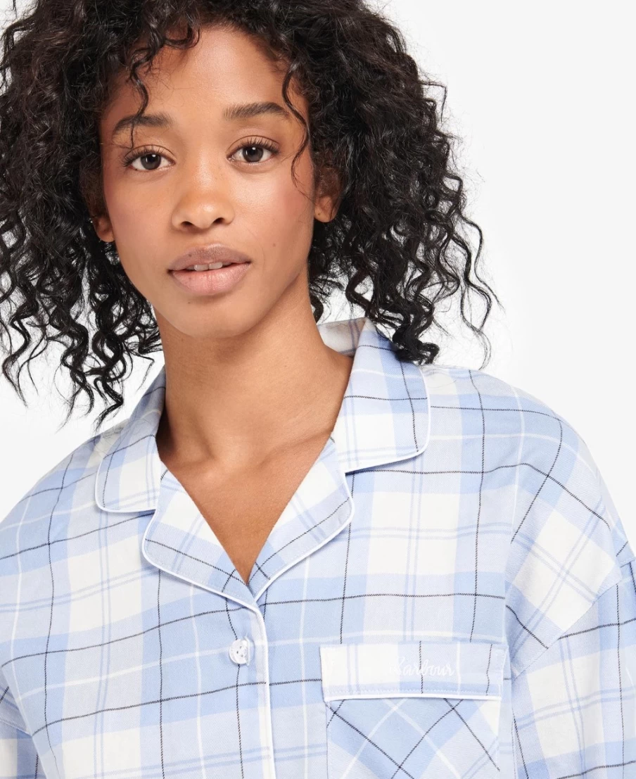 Barbour Women's Pink Tartan Ellery PJ Set - Flannel Sleepwear