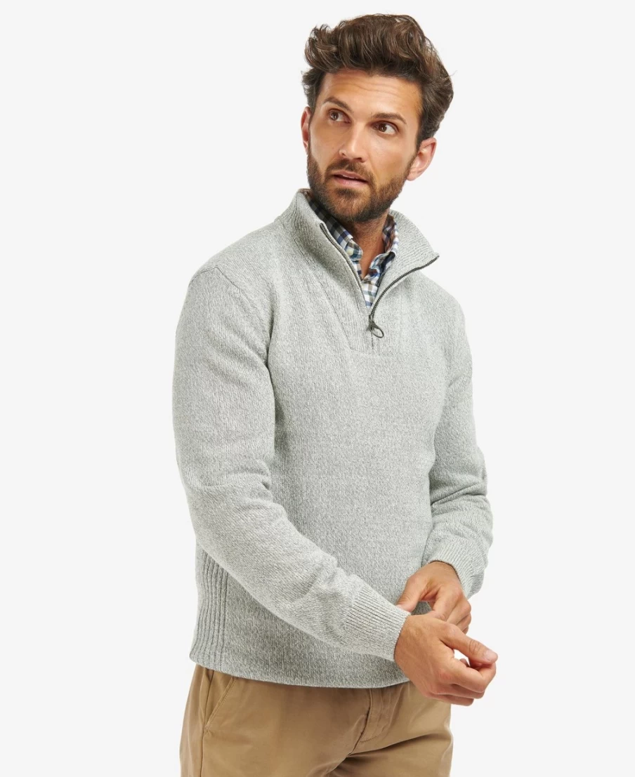 Barbour Men's Nelson Half-Zip Cotton Sweatshirt in Duffle Bag Green