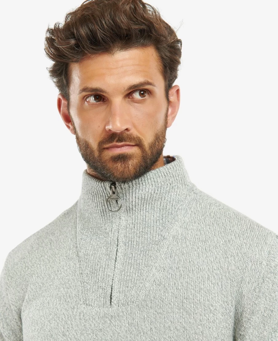 Barbour Men's Nelson Half-Zip Cotton Sweatshirt in Duffle Bag Green