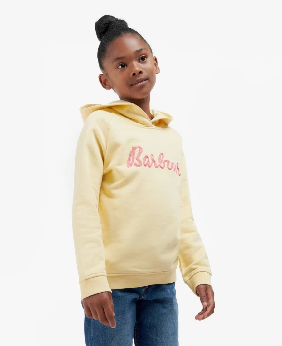 Barbour Girls Otterburn Hoodie in Primrose - Waterproof Quilted Jacket for Kids