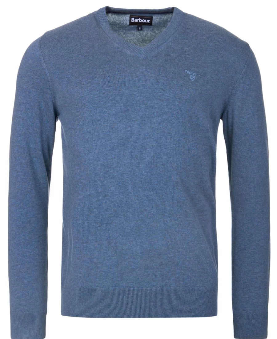 Barbour Men's Cobalight Marl Pima Cotton V-Neck Sweater