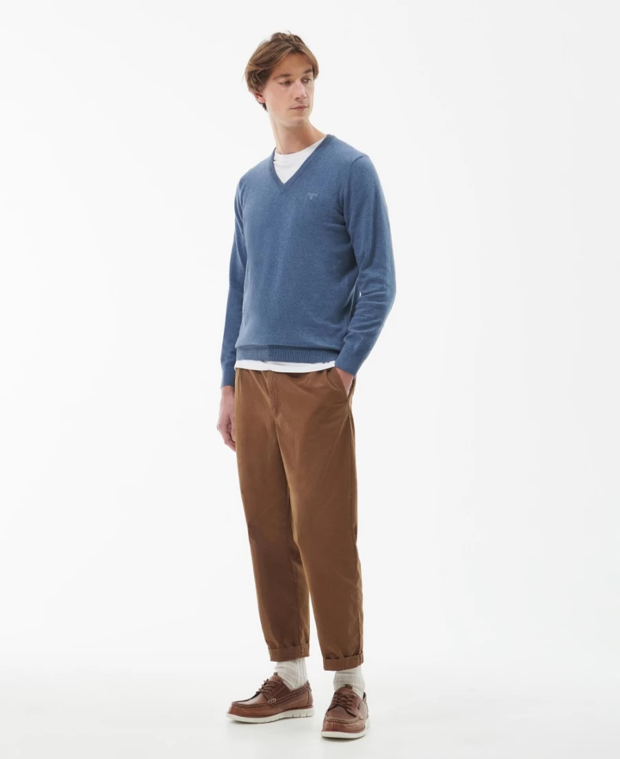 Barbour Men's Cobalight Marl Pima Cotton V-Neck Sweater