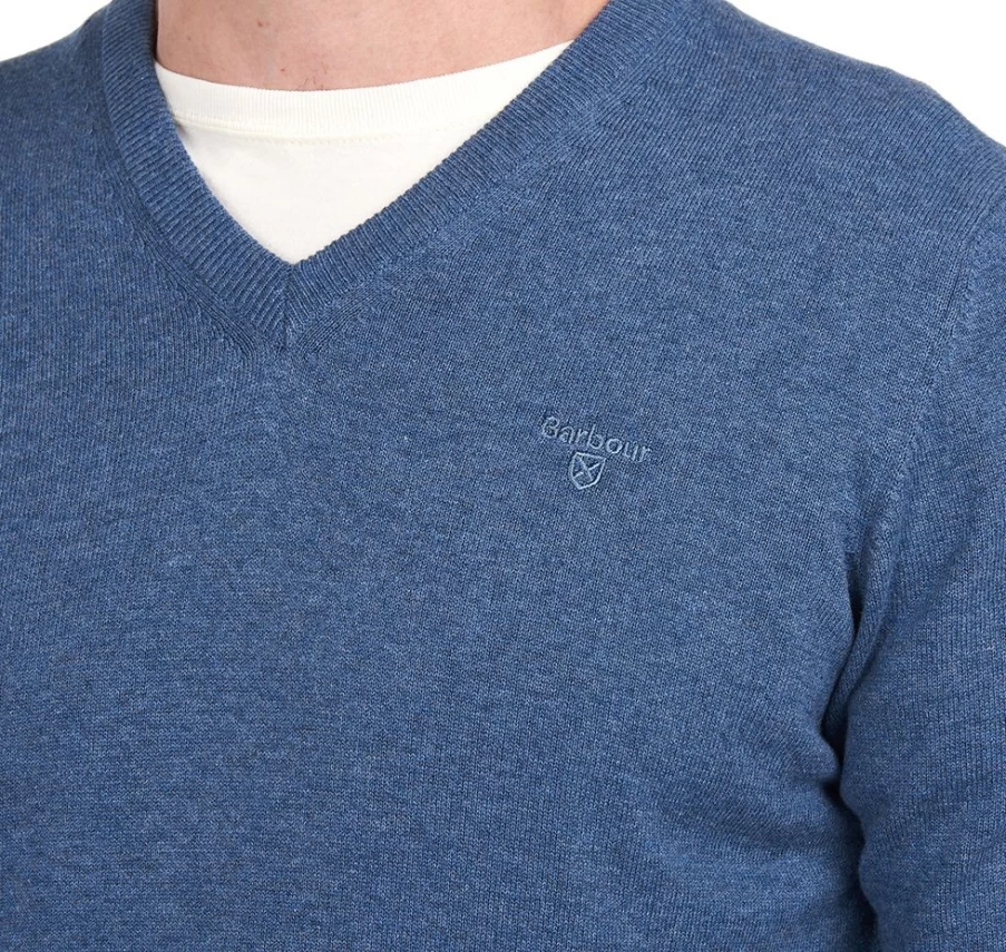 Barbour Men's Cobalight Marl Pima Cotton V-Neck Sweater