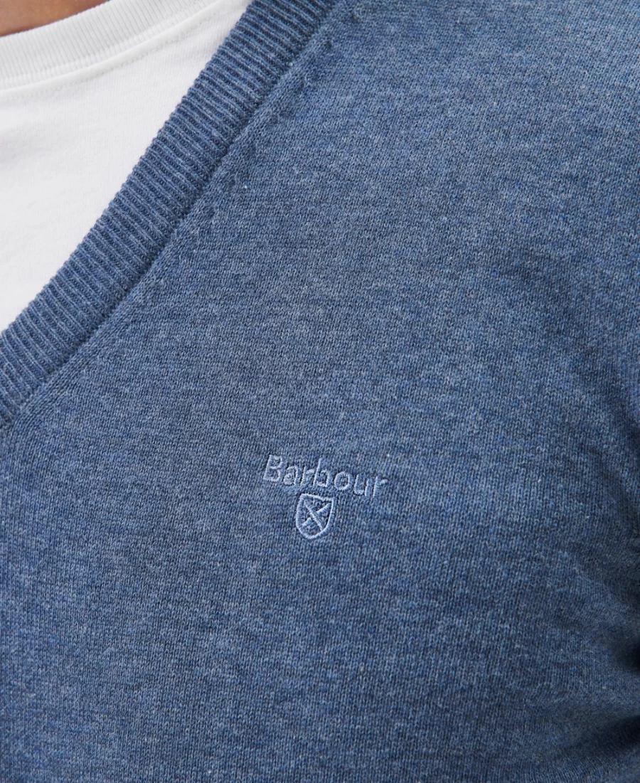 Barbour Men's Cobalight Marl Pima Cotton V-Neck Sweater