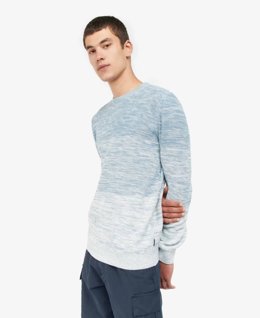 Barbour Men's Powder Blue Ombré Knit Crew Neck Sweater