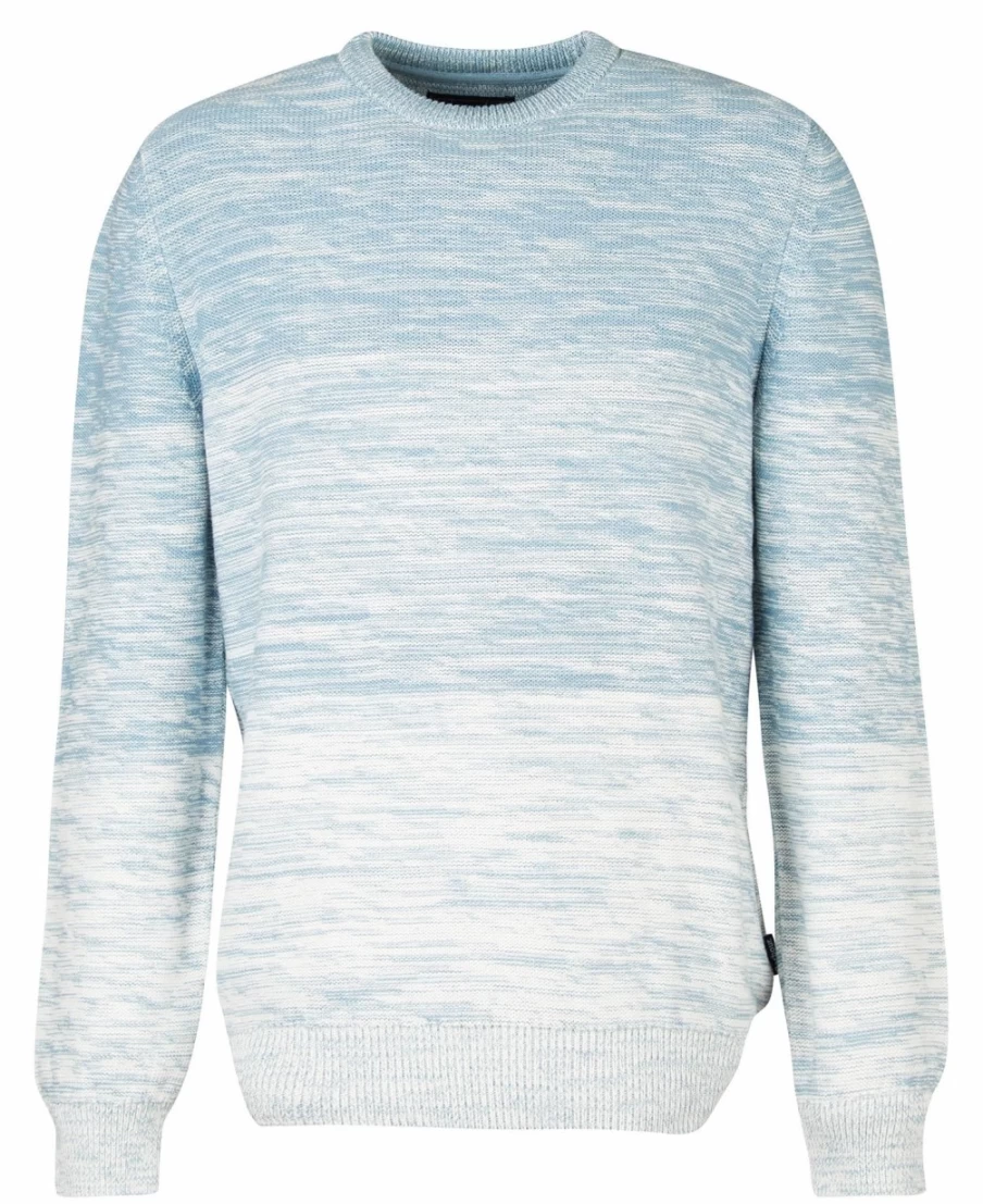 Barbour Men's Powder Blue Ombré Knit Crew Neck Sweater