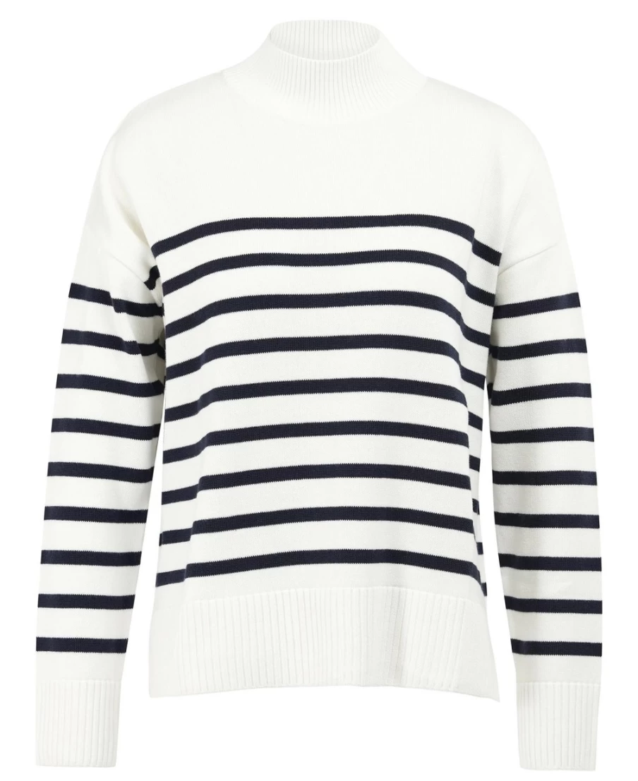 Barbour Women's Ecru Stripe Pearl Knitted Jumper