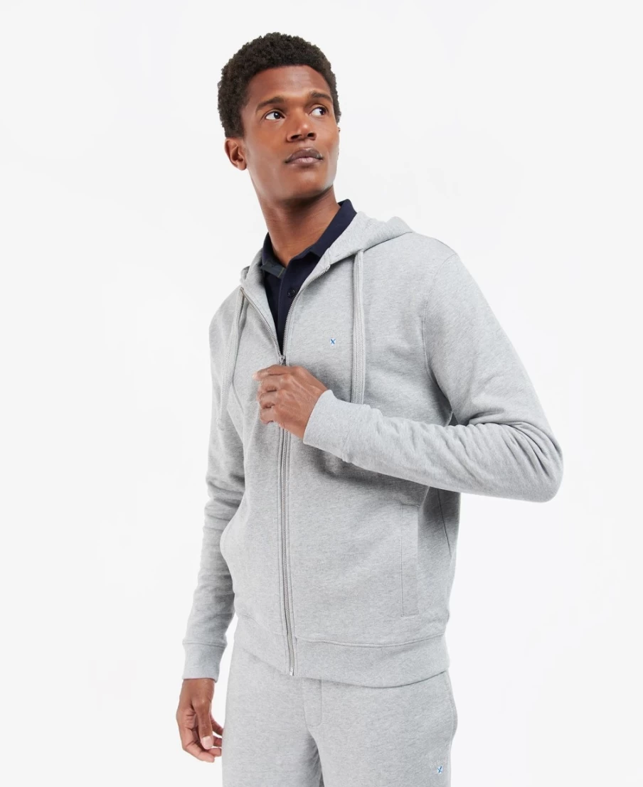 Barbour Men's Wallington Zip Hoodie in Agave Green - Lightweight Fleece Jacket