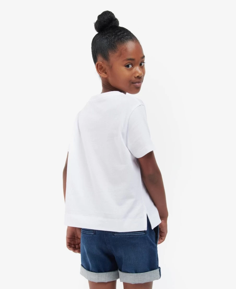 Barbour Girls Classic White Emma Cotton T-Shirt for Kids